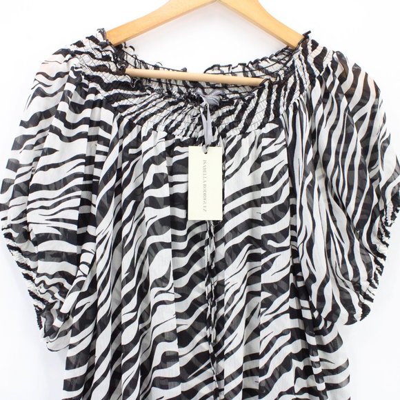 Isabella Rodriguez Blouse Top Women Animal Print Lightweight Short Sleeve XL NWT - Picture 2 of 10